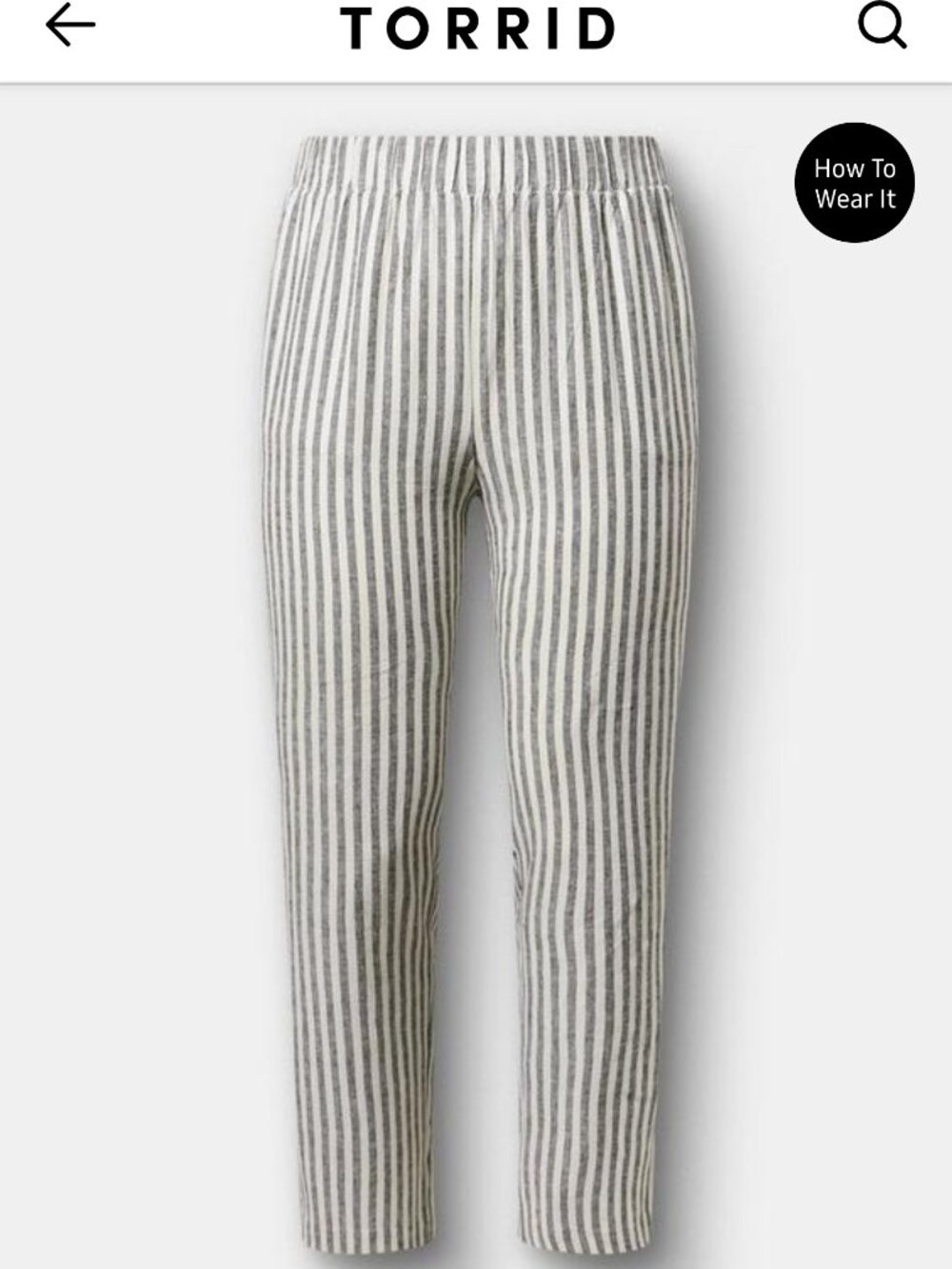 Striped gray and white pants